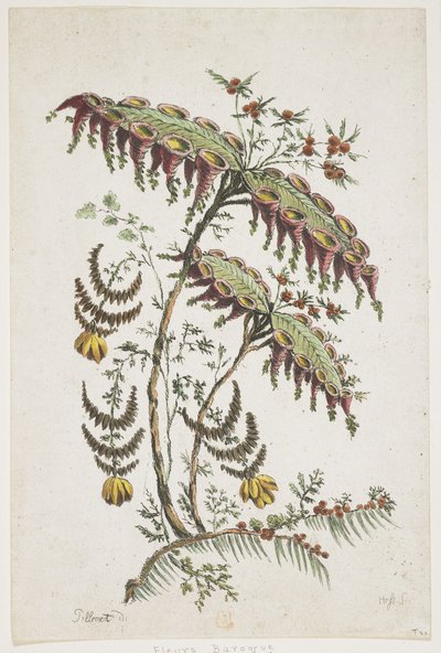 Flower Plate. Chinoiserie. by Jean Baptiste Pillement